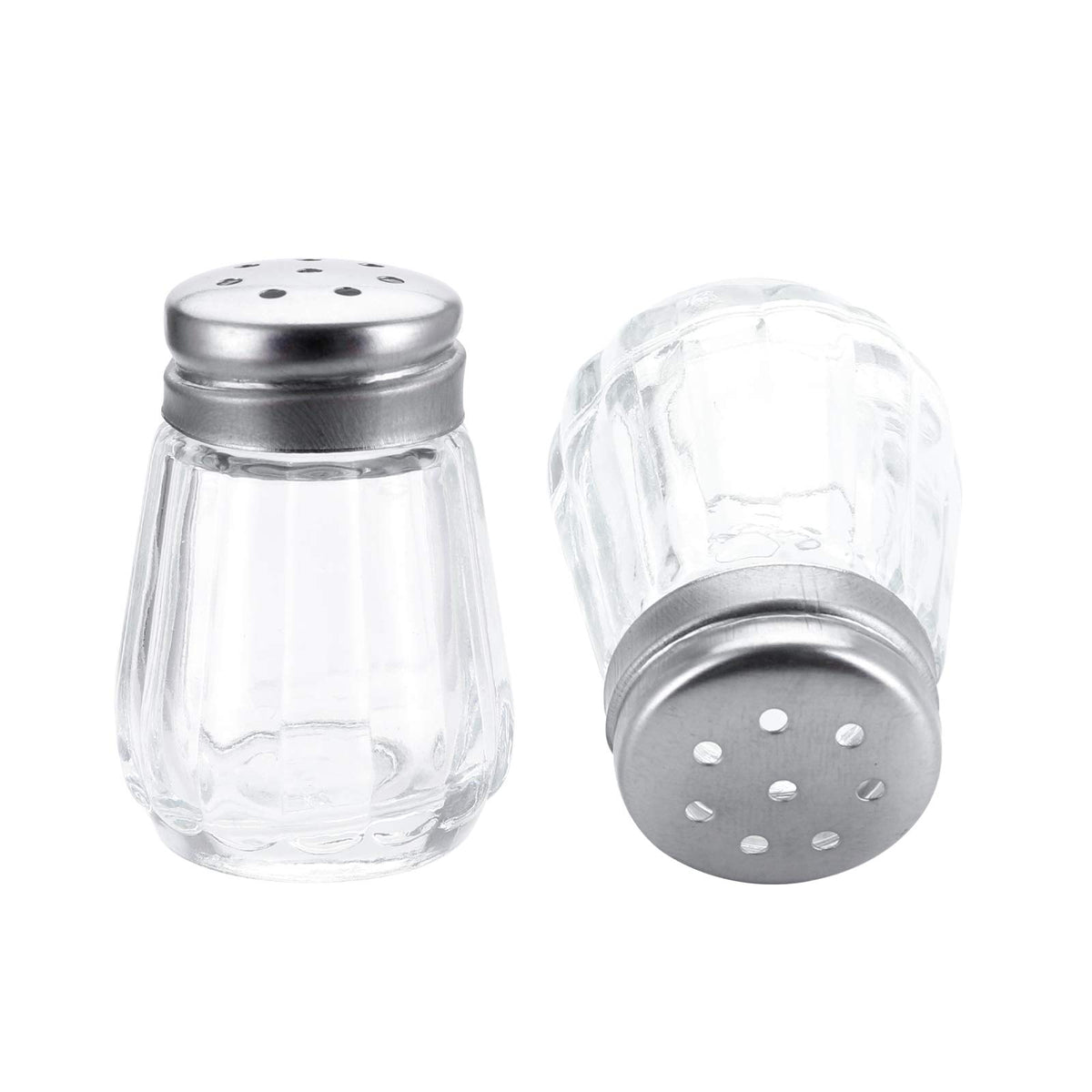 TOPZEA transparent glass shakers with vertical stripes provide a comfortable grip at the table.