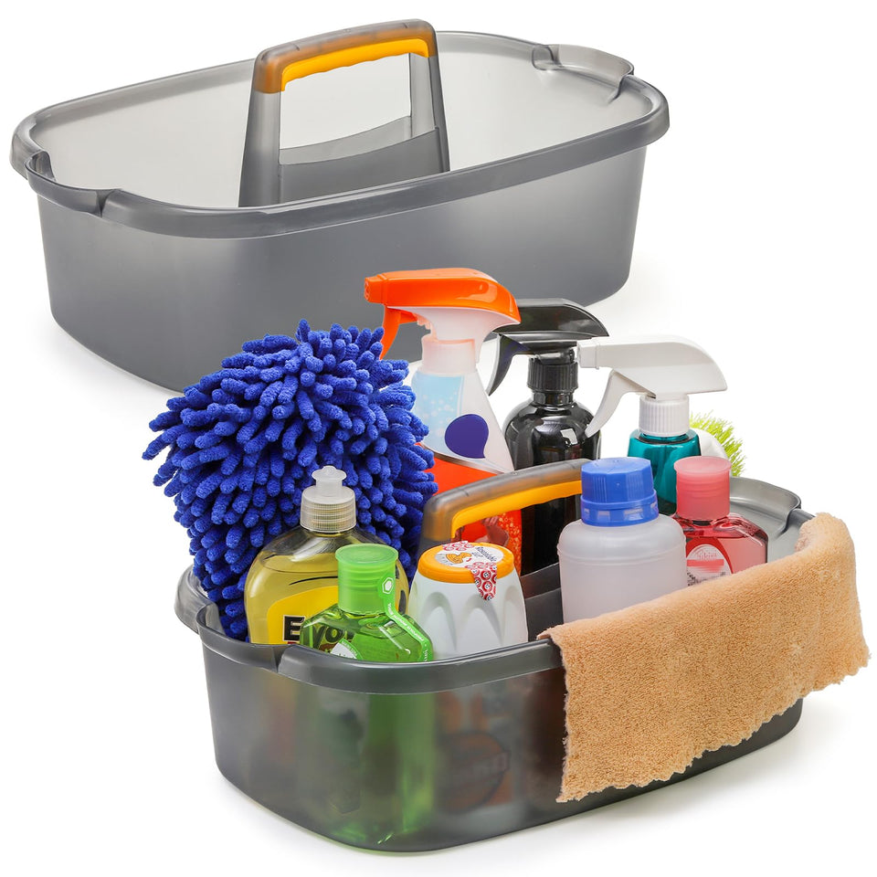 TOPZEA two-pack cleaning caddy with handle keeps bathroom supplies organized