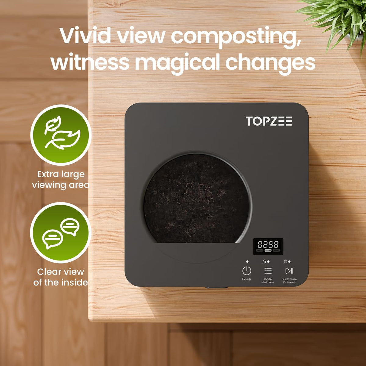 Topzee compact kitchen bin fits corner spaces to save counter area