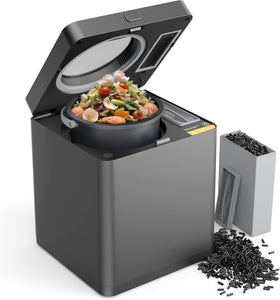 Topzee electric compost bin 3L shown on a kitchen counter for compact waste reduction