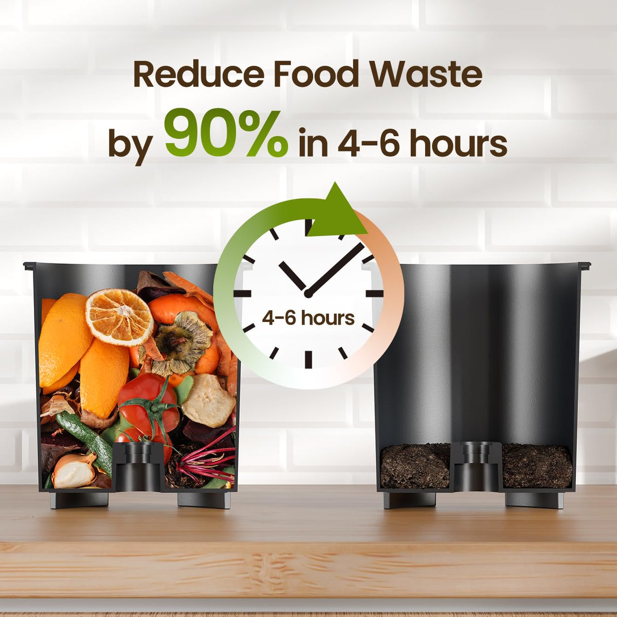 Topzee kitchen composter front view highlighting slim countertop footprint