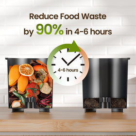 Topzee kitchen composter front view highlighting slim countertop footprint