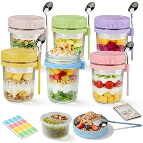 Torchero overnight oats jar with lid and spoon keeps breakfast organized and ready