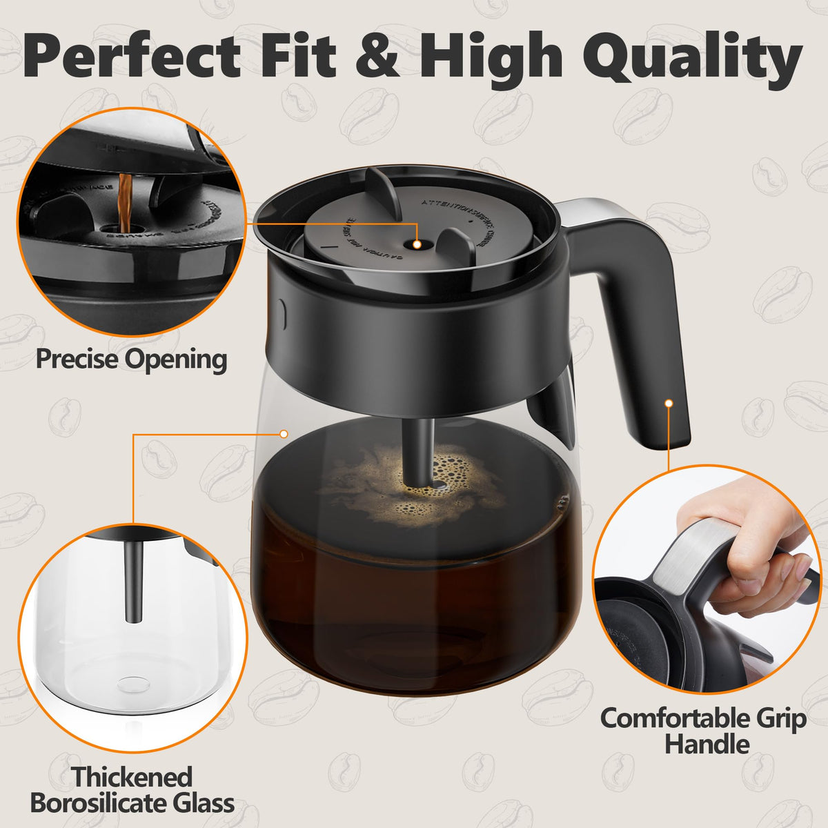 TORETAS borosilicate glass withstands high heat for reliable brewing.
