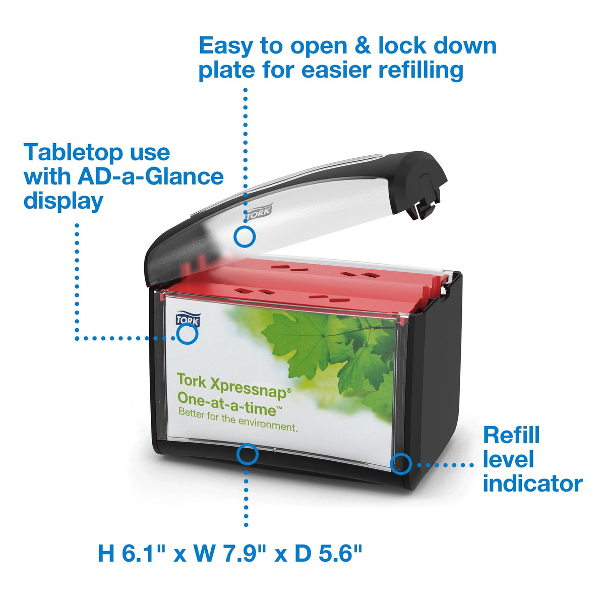 Tork AD-A-Glance display window enabling promo messaging.