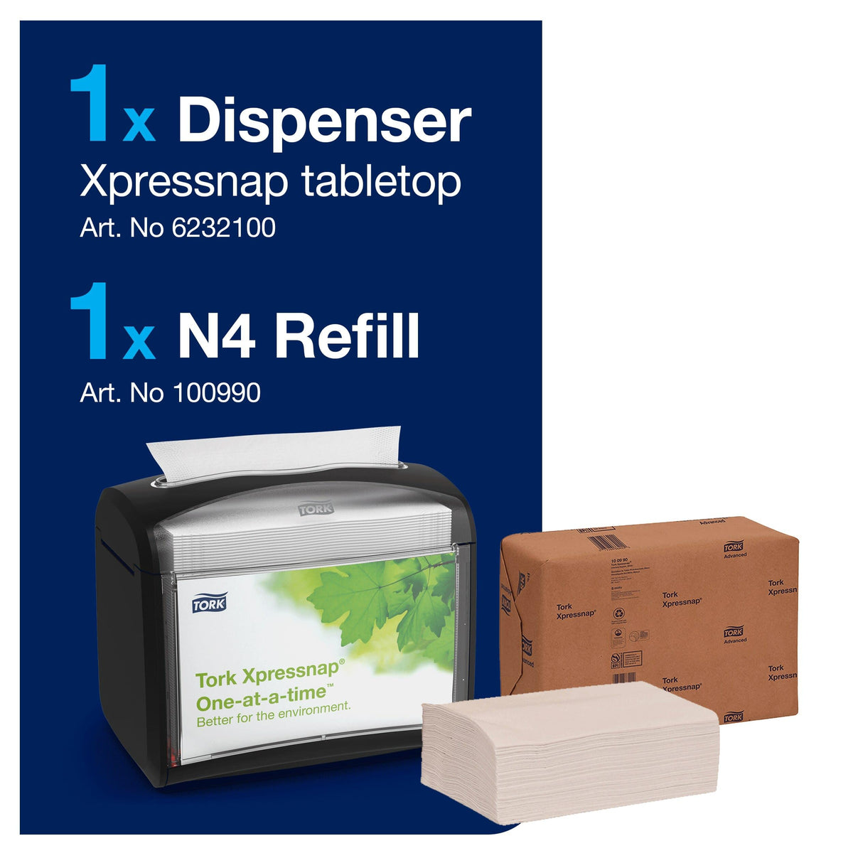 Tork N4 500-napkin pack for one-at-a-time dispensing.