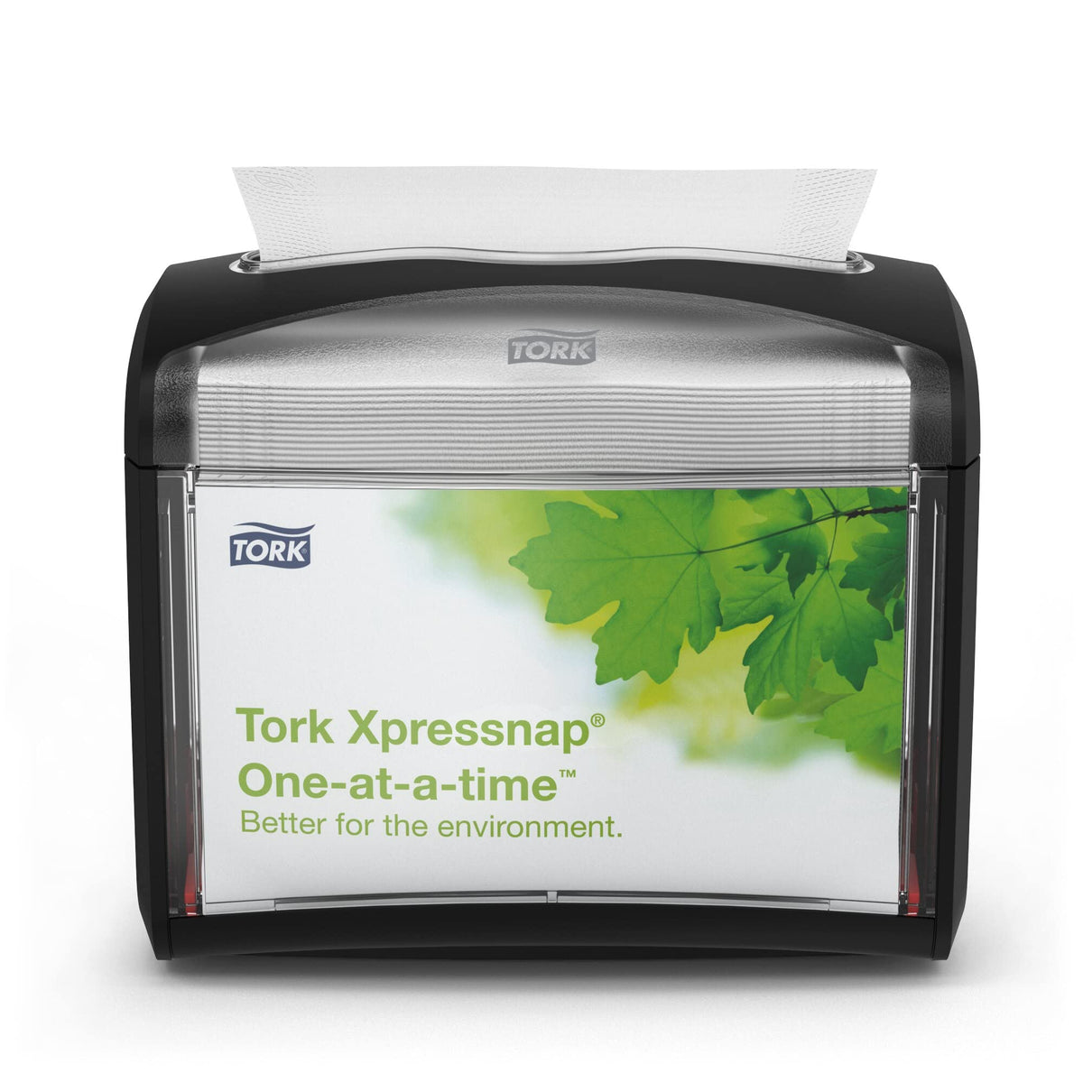 Tork Xpressnap black napkin dispenser four-pack for fast one-at-a-time dispensing