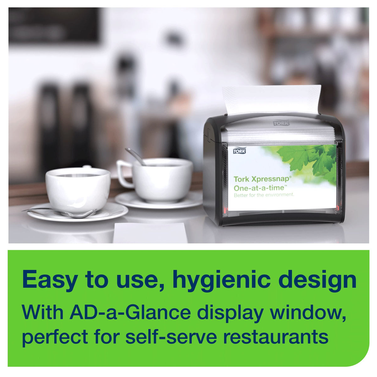 Built-in refill indicator helps staff monitor napkin stock levels easily