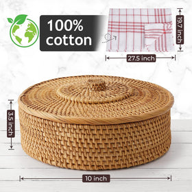 Tortillada towel inside keeps tortillas dry and warm longer.