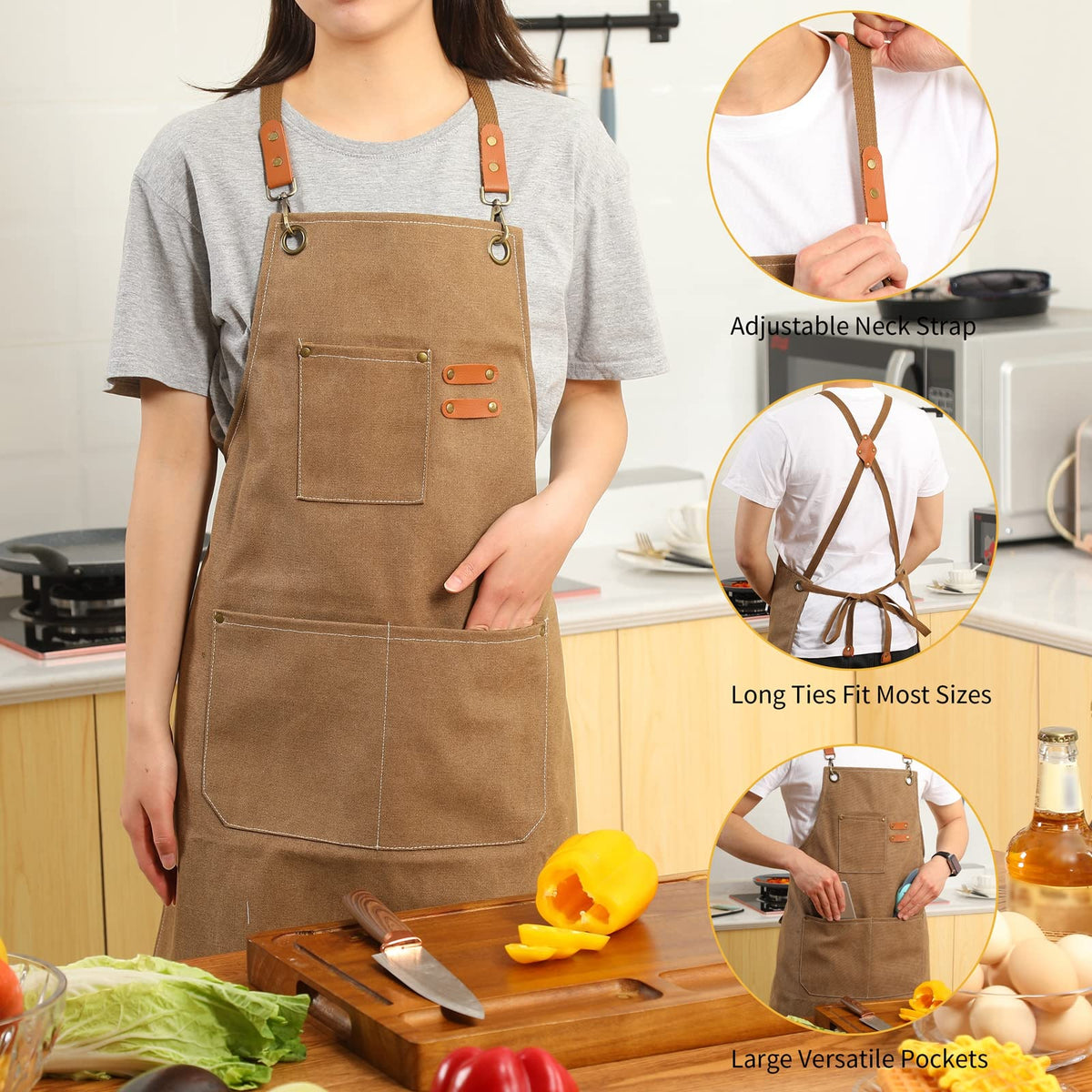 Tosewever versatile apron suits cooking, BBQ, crafts, and barista tasks.