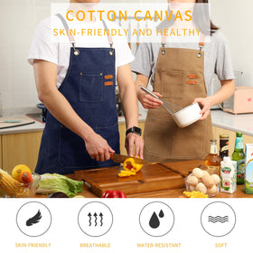 Water-repellent canvas helps keep stains away on the Tosewever apron.