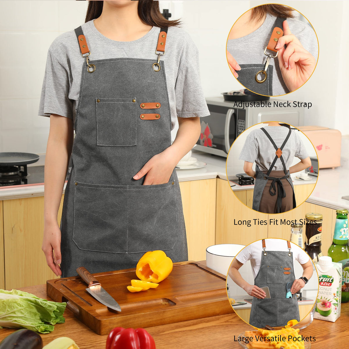 Tosewever grey apron with large pockets for tools