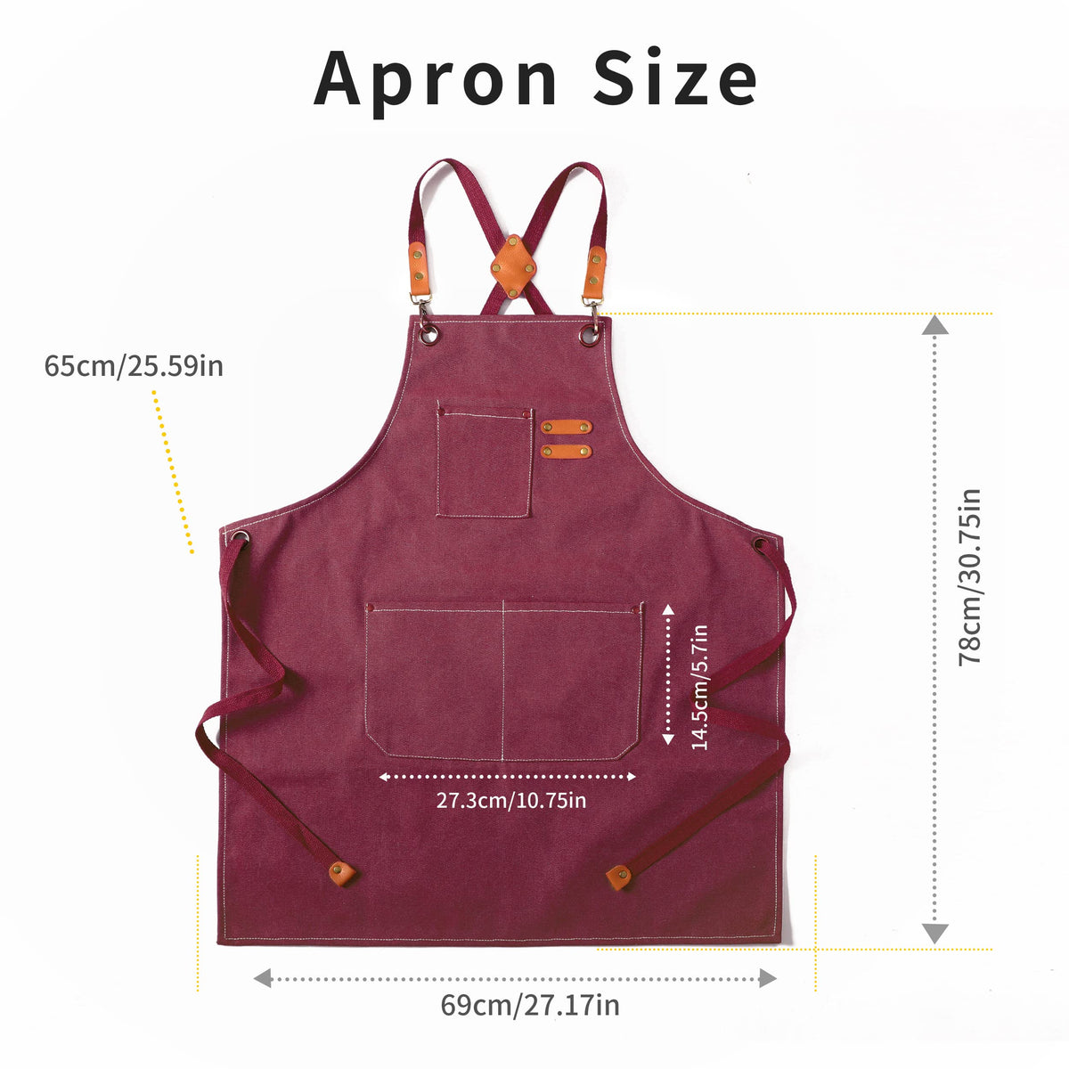 Tosewever cotton apron with leather buckles prevents strap slipping during work