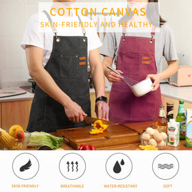 Tosewever durable canvas apron suitable for painting, grilling, or gardening