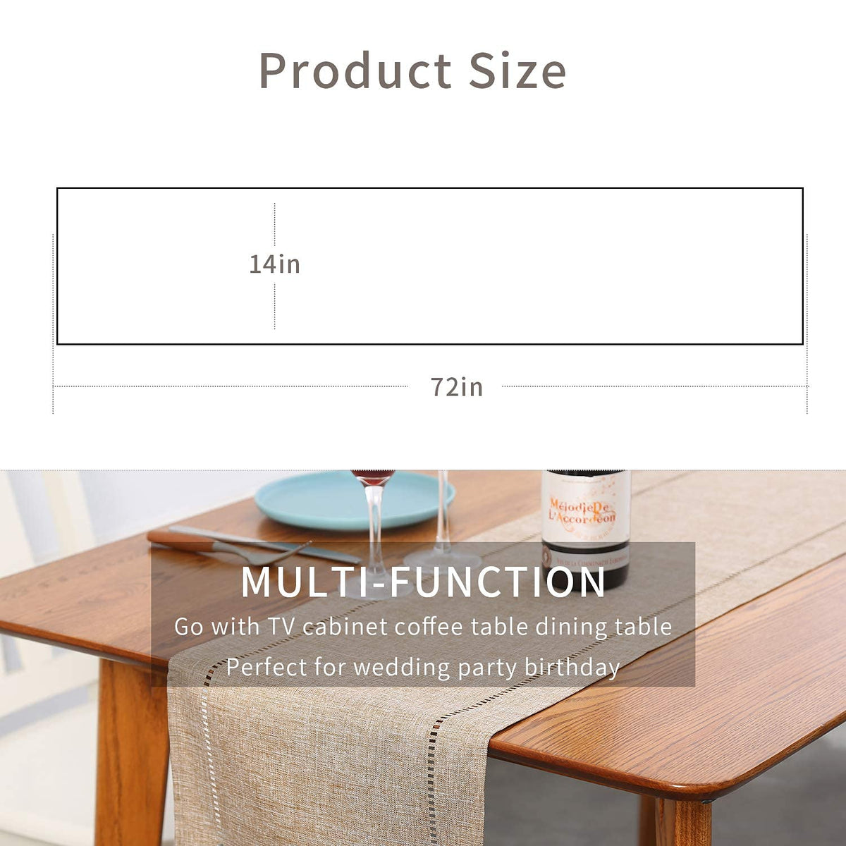 Tosewever linen runner on coffee table for everyday dining and gatherings.