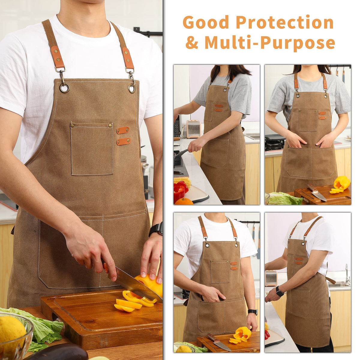 Tosewever water-repellent cotton canvas protects clothes during spills.