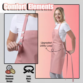 TOSHE Kitchen Apron powder pink color option for stylish kitchen wear.