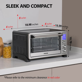 TOSHIBA AC25CEW-SS baking pan included for versatile baking and roasting.