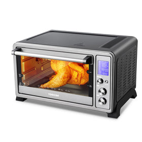 TOSHIBA AC25CEW-SS convection fan ensures even browning on multiple dishes.