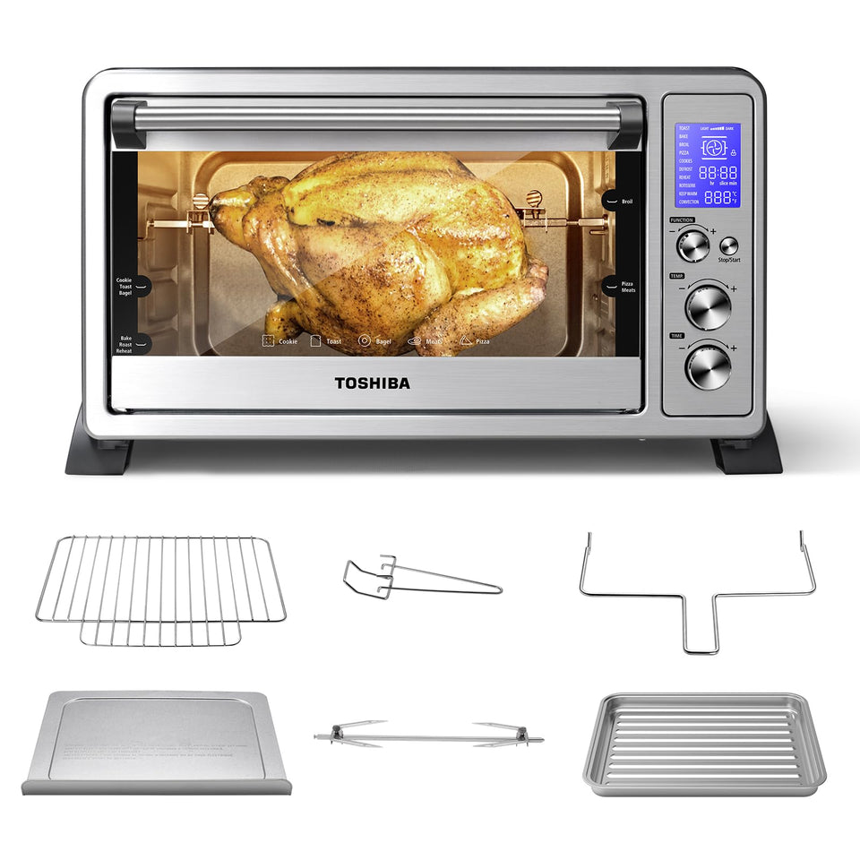 TOSHIBA AC25CEW-SS front view in stainless steel showing compact modern design for kitchens.