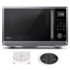 TOSHIBA Air Fryer Combo 8-in-1 front view in black stainless for versatile meals