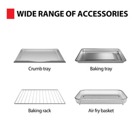 Toshiba ChefFry crumb tray keeps the oven clean.
