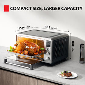 Toshiba ChefFry digital control panel enables precise temp and time.