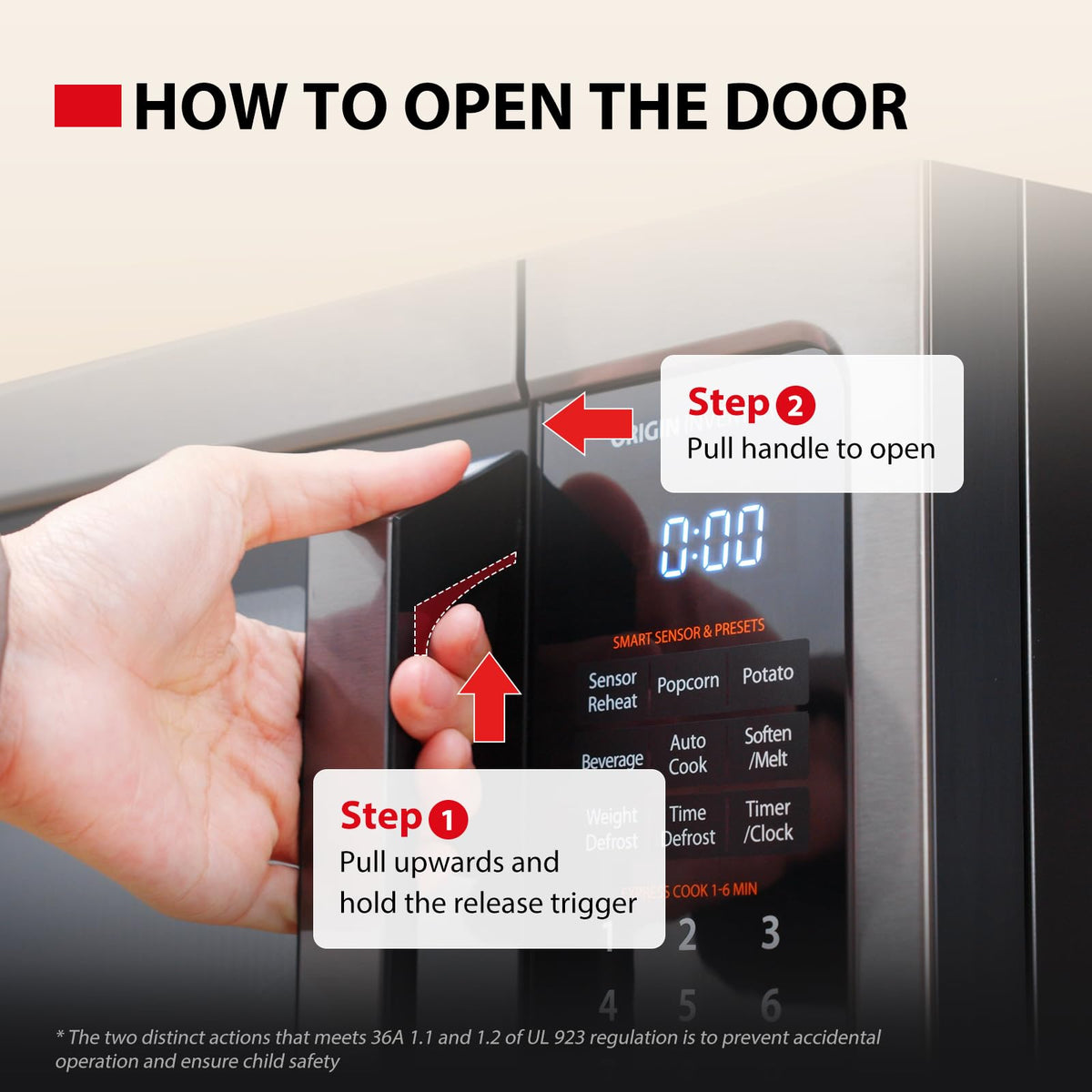 TOSHIBA easy-clean flat surface simplifies post-use wipe-downs.