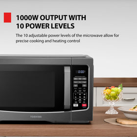 TOSHIBA EM131A5C-BS control panel with 10 power levels for flexible cooking