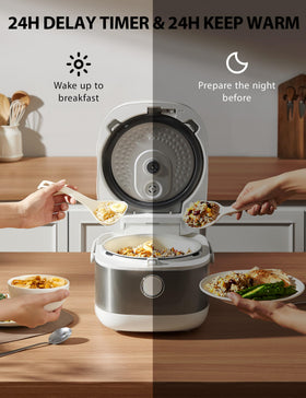 TOSHIBA steam vent and lid with safety features for spill free cooking