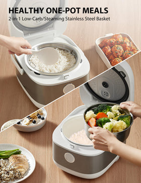 TOSHIBA steam basket included for healthy steamed vegetables and seafood