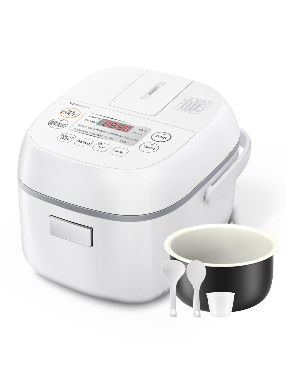 Toshiba mini rice cooker with 3 cups uncooked capacity for small households.