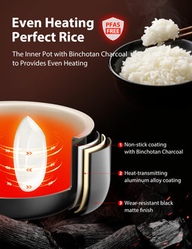 Toshiba rice cooker keeps rice warm for hours after cooking.