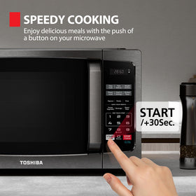 TOSHIBA ML-EM09PA BS door open shows compact footprint.