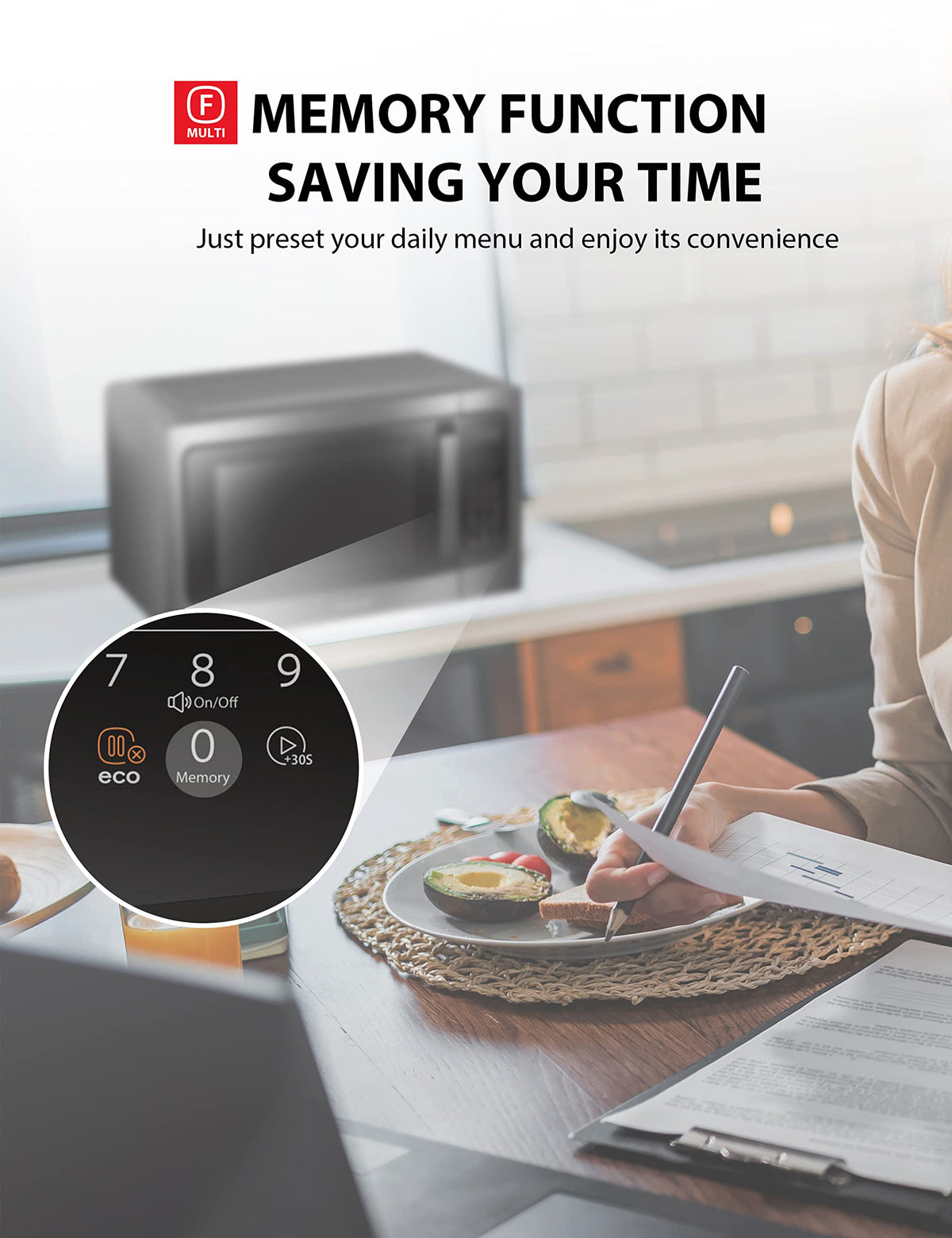 TOSHIBA ML-EM45P(BS) auto defrost simplifies thawing with reliable results.