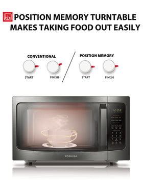 TOSHIBA ML-EM45P(BS) one-touch popcorn button accelerates snack prep.