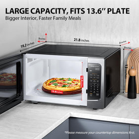 TOSHIBA ML-EM45PIT stainless-steel finish blends with modern kitchens
