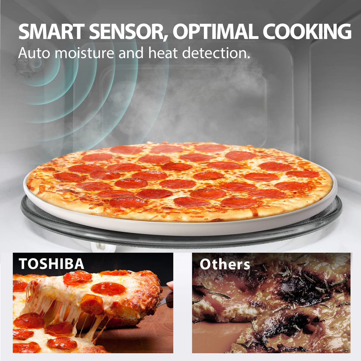 TOSHIBA ML-EM62P auto menus simplify everyday reheating tasks.