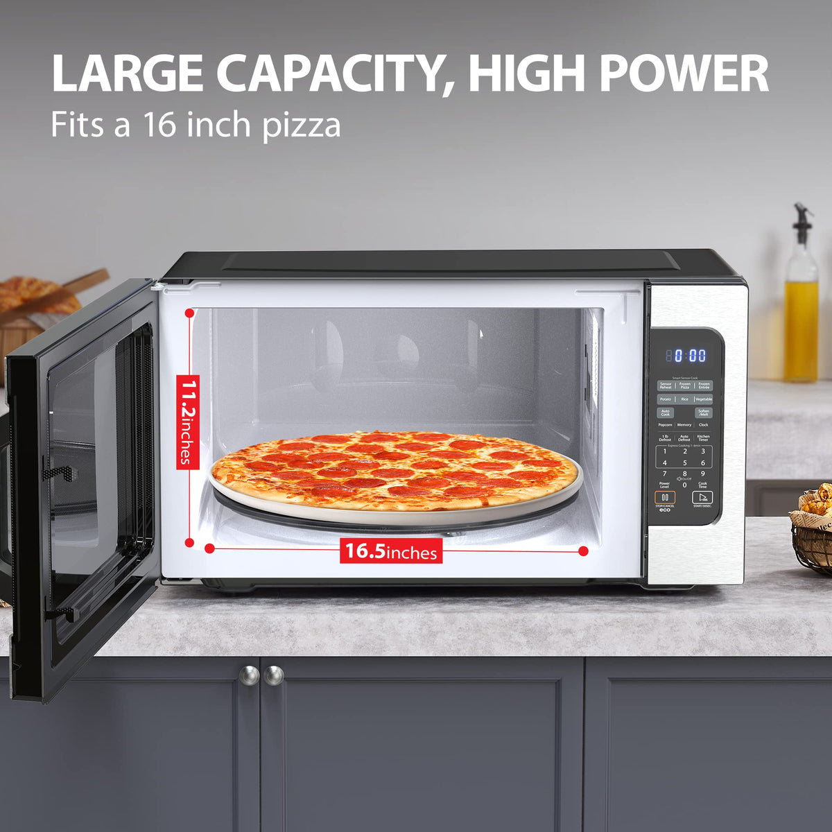 TOSHIBA ML-EM62P 16.5-inch turntable for even cooking of large dishes.