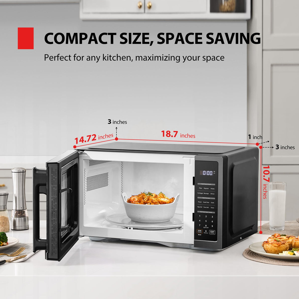 TOSHIBA ML4-EM09PA 900W microwave delivers fast reheating and even heating