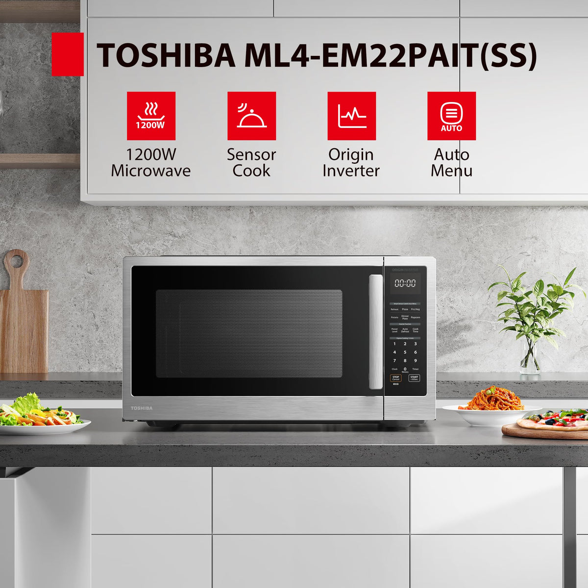 TOSHIBA ML4-EM22PAIT(SS) cavity interior showing even heating concept
