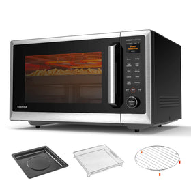 TOSHIBA OptiChef air fryer oven front view for versatile cooking in small spaces.