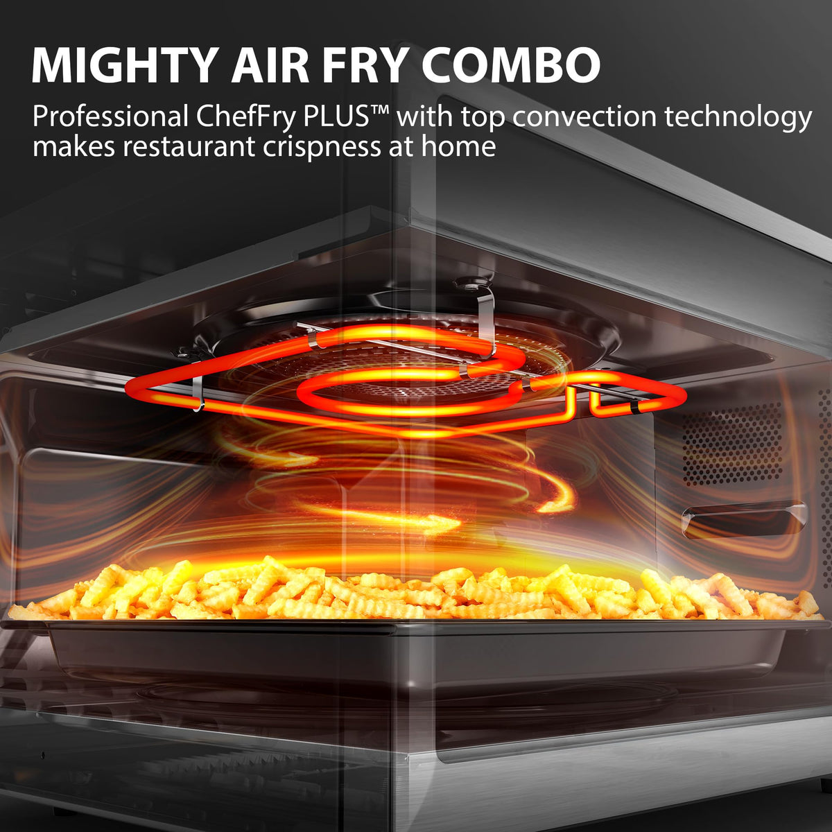 TOSHIBA OptiChef origin inverter technology image illustrating even cooking results.