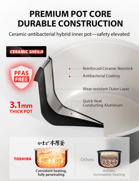 TOSHIBA OriginTaste 24h delay timer helps plan meals ahead.