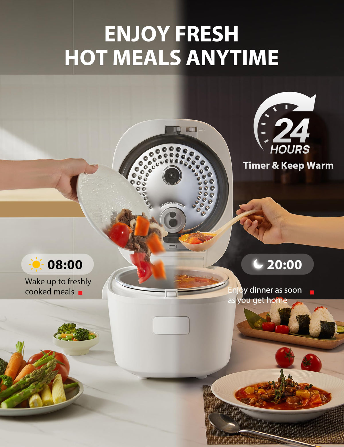 TOSHIBA OriginTaste fifteen-functions menu supports diverse cooking beyond rice.