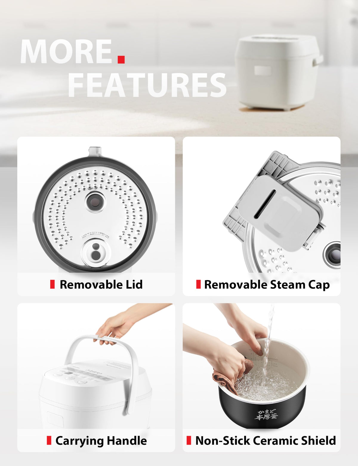 TOSHIBA OriginTaste keep-warm function maintains flavors until serving.