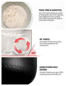 Toshiba rice cooker auto keep-warm feature holds rice for hours.
