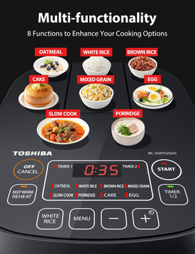 TOSHIBA small rice cooker with nonstick inner pot for easy cleaning