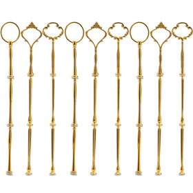 Tosnail 9 sets 3-tier cake stand fittings in gold for elegant dessert displays.