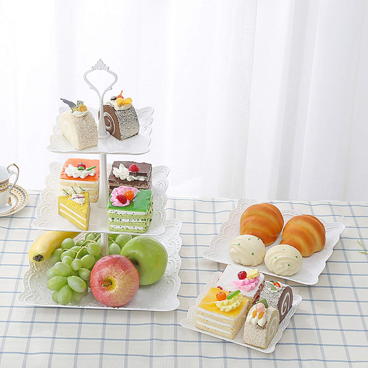 Tosnail flower 3-tier stand creates elegant dessert towers for celebrations